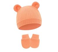 Ensemble De Gants Et Chapeau Pour Nouveau-nés Couleur Unie Tissu En Coton Doux Et Respirant Pour Bébé De 0 À 6 Mois Mitaines Unisexes Design Unisexe