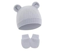 Ensemble De Gants Et Chapeau Pour Nouveau-nés Couleur Unie Tissu En Coton Doux Et Respirant Pour Bébé De 0 À 6 Mois Mitaines Unisexes Design Unisexe