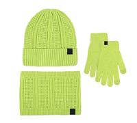 Ensemble de gants et d'écharpes en laine pour homme et femme - Bonnet chaud - Écharpe - Trois bonnets d'hiver en tricot - Moufles et écharpes - Pour garçons, Vert, taille unique