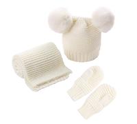 Ensemble De Gants Et Écharpe Pour Bébé Fille, Ensemble De 3 Pièces, Chaud, Solide, Fil De Laine, Doux, Pompon, Costume Pour Enfant, Hiver