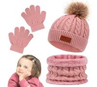 Ensemble de gants pour enfants - Bonnet et gants tricotés, cache-cou chaud | Châles confortables, gants, bonnet épais pour l'extérieur, garçons et filles, ensemble de chapeaux, Kit de poudre pour cuir