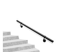 Ensemble de garde-corps rond en fer galvanisé noir personnalisable de 4,9 m - Pour intérieur/extérieur pour plus de sécurité et de style, parfait pour les escaliers et les balcons