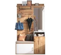 Ensemble de garde-robe moderne avec miroir et armoire à chaussures, garde-robe avec tabouret à chaussures et porte-manteau mural