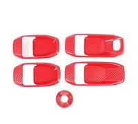 Ensemble de Garniture de Couvercle de Bol de poignée de Porte intérieure, Autocollant de Protection de Panneau de Bol de Porte intérieure de Remplacement pour JL JLU 2018 - 2025 4 (Red Carbon Fiber