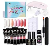 Ensemble de gel d'extension d'ongles gel UV/LED pour renforcer les ongles, lampe à ongles, couche de base, couche de finition avec brosse à ongles, lime à ongles, pince à ongles, outils de manucure