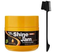 Ensemble de gel Edge Control avec gel pour cheveux Shine 'n Jam Extra Hold et brosse à bords 3 en 1 - Coiffure parfaite pour des styles élégants, gel de tressage et contrôle des bords pour cheveux