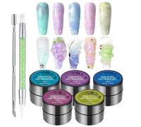 Ensemble de gel pour ongles Builder - Kit d'extension solide de 5 pièces, formule de sculpture à la main antiadhésive, système de polymérisation à la lumière UV à finition nacrée, structure solide et