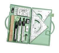 Ensemble De Géométrie Avec 16 Articles De Précision De Haute Qualité, Accessoires D'apprentissage Idéaux | Contient Des Boussoles, Règle, lineaire, Couteau À Vent, Crayon, Caoutchouc De G