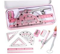 Ensemble de géométrie boussole, kit d'outils mathématiques 8 pièces avec boîte