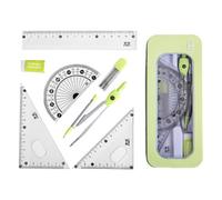 Ensemble de géométrie - Ensemble scolaire de géométrie 7pcs, avec boussole de qualité, règle linéaire, équerres, rapporteur, kit de géométrie pour étudiants, ensemble de règles spécifiques aux examens