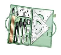 Ensemble de géométrie, kit de dessin | Ensemble de géométrie professionnel de 16 pièces avec règles en métal | Ensemble de rapporteur de boussole à règle triangulaire, fournitures de dessin, ensemble