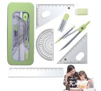 Ensemble de géométrie - Kit de géométrie mathématique | Ensemble de mathématiques géométriques pour étudiants | Fournitures pour étudiants | Boussole à dessin comprenant une règle, un rapporteur, une