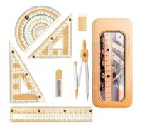Ensemble de géométrie, kit de mathématiques pour étudiants avec boussole rapporteur et règle pour l'apprentissage scolaire jaune