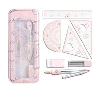 Ensemble de géométrie mathématique 8 pièces, kit boussole et règle