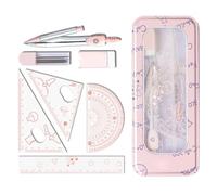 Ensemble de géométrie mathématique - Ensemble de 8 boussoles incassables | | Trousse triangulaire | Ensemble de règles de rédaction pour étudiants | Trousse à crayons de fournitures scolaires pour le ly