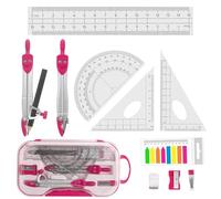 Ensemble de géométrie pour étudiants, lot de 10 pièces de géométrie mathématique avec règles, rapporteur mathématique, boussole, boîte de protacteur, pour dessin et mesure fournitures de t