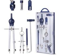 Ensemble de géométrie professionnel 7 pièces Compas en métal avec molette centrale et rallonge kit de dessin technique