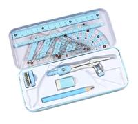 Ensemble de géométrie professionnel 8 pièces, outils mathématiques avec règle de rapporteur boussole en métal, Instruments dessin pour l'école et le bureau