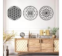 Ensemble de géométrie sacrée en métal Noir, décoration Murale, Cube de Métatron en métal, Sri Yantra Yoga, Sculpture Moderne d'art géométrique sacré pour Salon, Chambre.