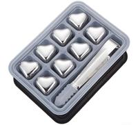 Ensemble de glaçons en forme de cœur en acier inoxydable 304 avec clip pour un refroidissement rapide des boissons et du vin sans arroser la saveur. Pierres de refroidissement élégantes et
