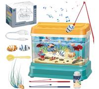 Ensemble de glindages à Poisson, Jouet d'alimentation Interactive réaliste magnétique, Aquarium avec Sons et léger 3 Mode USB Faux Aquarium avec Canne à pêche Bouteille d'alimentation Nette