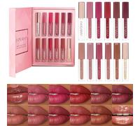 Ensemble de gloss à lèvres 12PCS,Huile de gloss à lèvres brillante et mate,Glaze à lèvres durable pour les femmes et les filles,Kit de maquillage à lèvres non collant