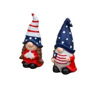 Ensemble De Gnomes Du 4 Juillet - Résine 7x6x15,5 Cm 2PCS Décor | Décorations De Gnome Patriotiques Avec Design Rouge Blanc Bleu, Affichage De La Maison, Décoration De Fête | Ornement De Table D’étagè
