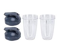 Ensemble de gobelets de blender transparents de 24 oz avec couvercle, pièce de rechange pour extracteur de jus 600 W/900 W, contenant en PP+ABS sans BPA avec couvercle à clapet