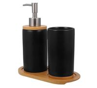 Ensemble de Gobelets de Toilette en Céramique Bambou Noir