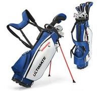 Ensemble de Golf GIANTEX 10 Clubs de Golf Ensemble Complet pour Débutant avec Sac Trépied pour Homme, un bois de parcours #3, un hybride #4, des fers #6, #7, #8, #9 bleu+blanc G