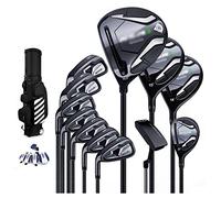 Ensemble de golf pour gaucher 12 pièces complet pour homme avec tiges en acier carbone graphite et sac à roulettes pour un transport facile