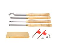 Ensemble de Gouges pour Tour À Bois, 4 Pièces, Outils de Sculpture Stables et Précis, Manche en Bois Ergonomique - Lames en Carbure Résistant, Idéal Pour Ébénisterie et Tournage