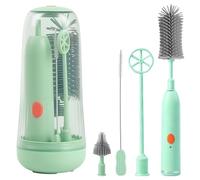 Ensemble de goupillon pour biberon, brosse à biberon, électrique, 2 modes, rechargeable, portable, avec stérilisateur UV, pour biberons, tire-lait et tétines, vert