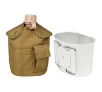 Ensemble de Gourdes Militaire, 1 L Bouilloire Militaire Portable, Cantine Camping en Aluminium avec Housse en Nylon pour Survie en Plein Air, Randonnée, Camping