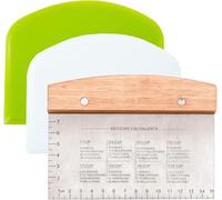 Ensemble de grattoir à pâte ultime : kit de 3 grattoirs en acier inoxydable avec poignée ergonomique et échelle de mesure intégrée - Parfait pour le pain, la pizza, les gâteaux, et plus encore