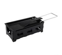 Ensemble de gril portable sans fromage pour intérieur et extérieur - Grill à fondue en acier au carbone avec grille de four, plaque de cuisson et spatule, noir