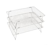 Ensemble de grilles de refroidissement empilables en acier inoxydable - Grille de cuisson à 3 niveaux de qualité 304 pour rôtir, griller et refroidir - Grille de four robuste avec pieds stables (trois