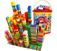 Ensemble De Gros Blocs De Construction Pour Enfants, Jouets De Briques De Construction Éducative De 214 Pièces Avec Seau De Stockage, Compatible Avec Toutes Les Grandes Marques