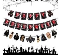 Ensemble de guirlande Happy Halloween - Lettres et fanions squelettes « Halloween » à faire soi-même pour décoration murale de fête effrayante