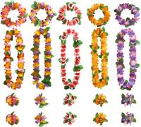 Ensemble De Guirlandes Hawaïennes 20pcs,Bracelet De Bandeau De Collier De Collier Fleurs Hawaien,Ensemble De Fête Tropicale,Fournitures De Décoration De Fête De Piscine De Vacances De Plage D'été