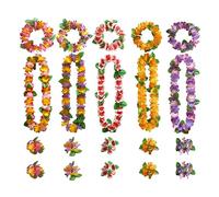 Ensemble De Guirlandes Hawaïennes 20PCS, Bracelet De Bandeau De Collier De Collier Fleurs Hawaien, Ensemble De Fête Tropicale, Fournitures De Décoration De Fête De Piscine De Vacances De Plage D'été