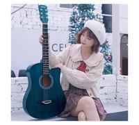 Ensemble De Guitare Acoustique For Débutants, Adultes Et Adolescents, Kit De Guitare Acustica Pan Coupé Pleine Grandeur Avec Sac De Transport, Table En Épicéa Facile À Jouer(Polished Blue,38 inches)