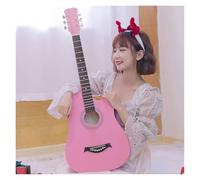 Ensemble De Guitare Acoustique For Débutants, Adultes Et Adolescents, Kit De Guitare Acustica Pan Coupé Pleine Grandeur Avec Sac De Transport, Table En Épicéa Facile À Jouer(Pink,38 inches)