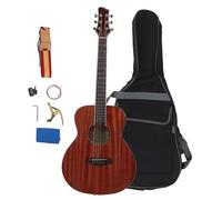 Ensemble de guitare folk acoustique en bois de 91 cm pour enfants et adultes, instrument de musique pour débutants, avec housse de transport, accordeur, sangle, cordes, épicéa, (Couleur brune vintage)