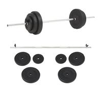 Ensemble de haltères - vidaXL - 30 kg - Noir - Plaques de ciment - Barres d'acier