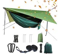 Ensemble de hamac de Camping Portable, hamac Double Simple, moustiquaire, Tente Pare-Pluie, lit Suspendu en Tissu Parachute Haute résistance. Convient pour l'extérieur, la randonnée, Le Camping