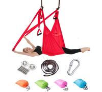 Ensemble De Hamac De Yoga, Serviette De Yoga Aérien Pour Hamacs Suspendus, Balançoire Thérapeutique, Tissu De Balançoire, Sangle De Yoga, Tissu Suspendu, Inversion, Grand Format, Rouge