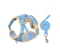 Ensemble de harnais et laisse pour chats pour marcher, gilet réfléchissant anti-fuite pour chats et petits chiens, réglable avec design réducteur de pression, XL, café et bleu