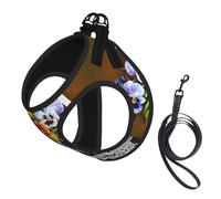 Ensemble de harnais réglable avec motif floral et peinture diamant pour chats et chiens, gilet en maille douce et respirante avec design réfléchissant, laisse anti-fuite pour petits animaux de