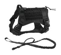 Ensemble De Harnais Tactique Militaire pour Chien, Harnais Réglable pour Chien De Service, Gilet Militaire pour Animaux De Compagnie, Entraînement en Plein Air, Camping, Marche, pour Chiens De Ta